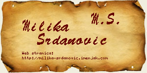 Milika Srdanović vizit kartica